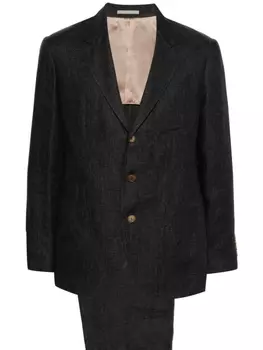Brunello Cucinelli меланжевый костюм с однобортным пиджаком, серый