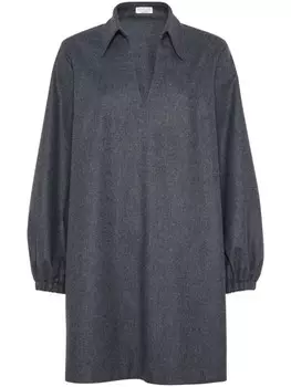 Brunello Cucinelli мини-платье с длинными рукавами, серый
