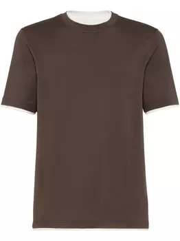 Brunello Cucinelli многослойная футболка, коричневый