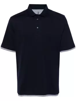 Brunello Cucinelli многослойная рубашка поло из джерси, синий