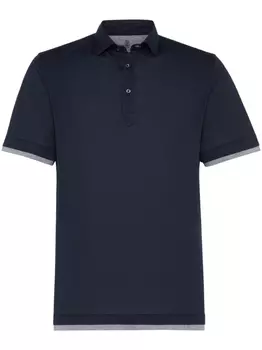 Brunello Cucinelli многослойная рубашка поло, синий