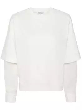 Brunello Cucinelli многослойная толстовка с декором Monili, белый