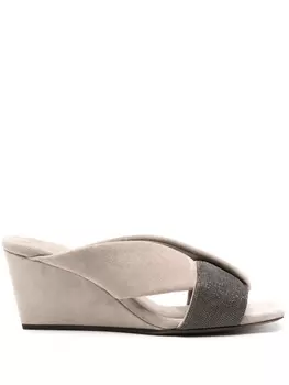 Brunello Cucinelli мюли с декором Monili, нейтральный цвет