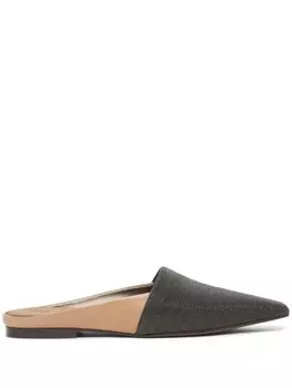Brunello Cucinelli мюли с декором Monili, нейтральный