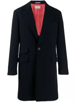 Brunello Cucinelli однобортное кашемировое пальто, синий
