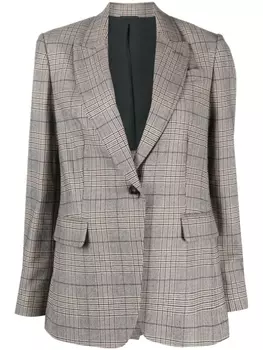 Brunello Cucinelli однобортный блейзер в клетку, коричневый