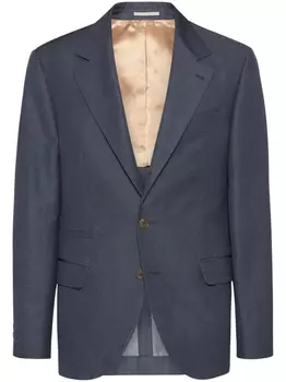 Brunello Cucinelli однобортный пиджак из смесовой шерсти, серый