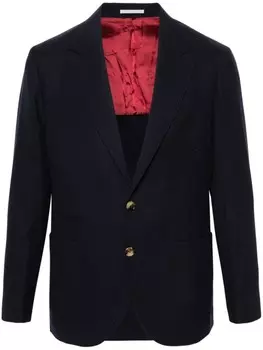Brunello Cucinelli однобортный пиджак из смесовой шерсти, синий
