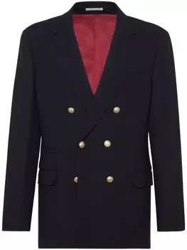 Brunello Cucinelli однобортный пиджак из смесовой шерсти, синий