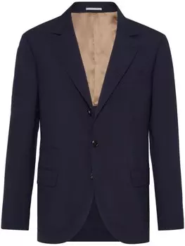 Brunello Cucinelli однобортный пиджак из вирджинской шерсти, синий