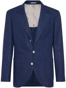 Brunello Cucinelli однобортный пиджак с заостренными лацканами, синий