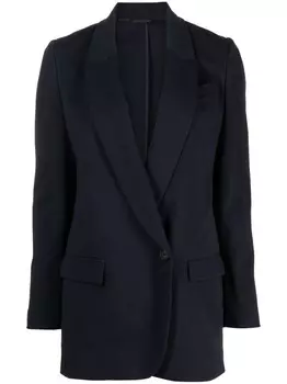 Brunello Cucinelli однобортный пиджак строгого кроя, синий