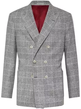 Brunello Cucinelli однобортный пиджак в клетку, белый