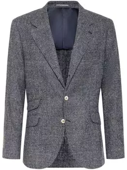 Brunello Cucinelli однобортный пиджак в клетку, синий