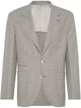Brunello Cucinelli однобортный пиджак в клетку, зеленый