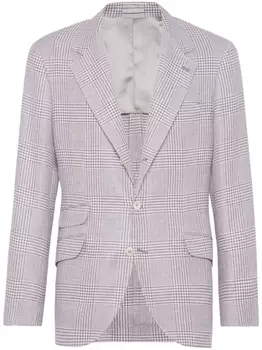 Brunello Cucinelli однобортный пиджак в ломаную клетку, фиолетовый