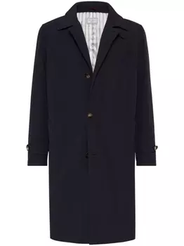 Brunello Cucinelli однобортный тренч, синий