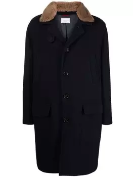 Brunello Cucinelli пальто миди с искусственным мехом, синий