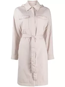 Brunello Cucinelli пальто с поясом и капюшоном, нейтральный цвет