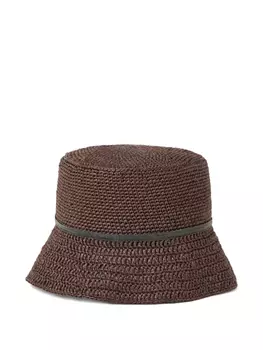 Brunello Cucinelli панама с декором Monili, коричневый