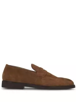 Brunello Cucinelli penny-slot suede loafers, коричневый