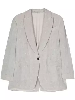 Brunello Cucinelli пиджак из смесового льна, серый