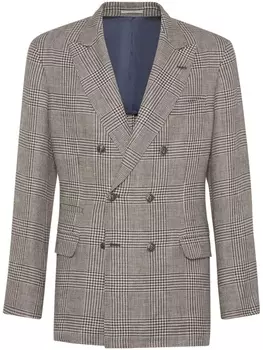 Brunello Cucinelli пиджак в клетку Prince of Wales, коричневый