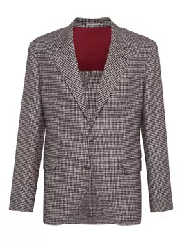 Brunello Cucinelli пиджак в ломаную клетку, коричневый