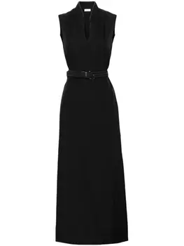 Brunello Cucinelli платье макси с поясом и жатым эффектом, черный