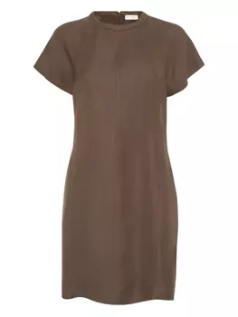 Brunello Cucinelli платье мини с декором Monili, коричневый