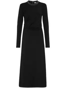 Brunello Cucinelli платье со сборками и декором Monili, черный