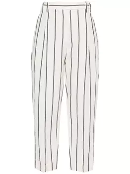 Brunello Cucinelli pleat-detail striped straight-leg trousers, нейтральный цвет