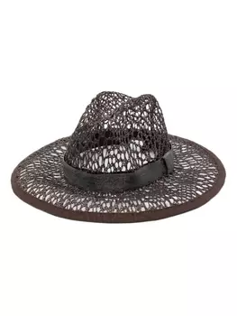 Brunello Cucinelli плетеная шляпа с лентой из бисера, коричневый