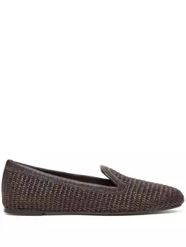 Brunello Cucinelli плетеные слиперы, коричневый
