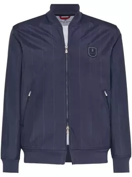 Brunello Cucinelli полосатая куртка с логотипом, синий