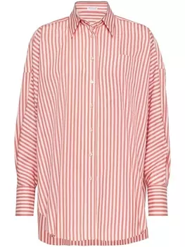 Brunello Cucinelli полосатая рубашка с декором Monili, белый