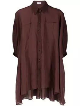 Brunello Cucinelli полупрозрачная блузка с асимметричным подолом, красный