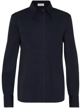 Brunello Cucinelli поплиновая рубашка с декором Monili, синий