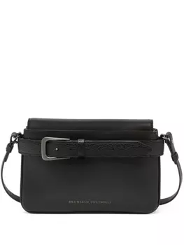 Brunello Cucinelli поясная деталь кожаная сумка, черный