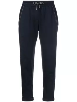 Brunello Cucinelli прямые брюки с эластичным поясом, синий