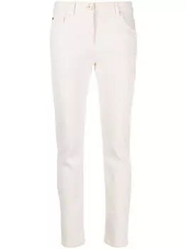 Brunello Cucinelli прямые брюки с нашивкой-логотипом, белый