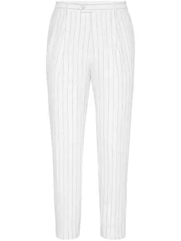 Brunello Cucinelli прямые брюки в полоску, белый