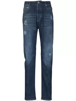 Brunello Cucinelli прямые джинсы с эффектом потертости, синий