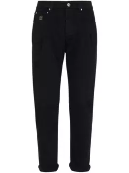 Brunello Cucinelli прямые джинсы с вышитым логотипом, черный