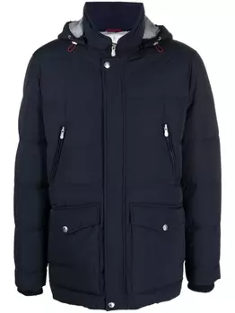 Brunello Cucinelli пуховик с капюшоном, синий