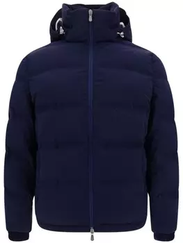 Brunello Cucinelli пуховик с капюшоном, синий