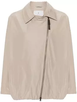 Brunello Cucinelli пуховик с косой молнией, нейтральный цвет