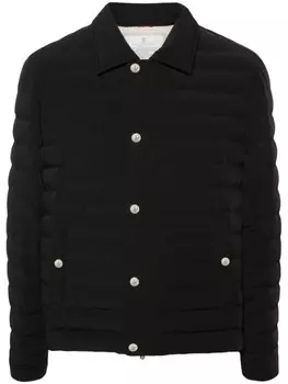 Brunello Cucinelli пуховик с раскладывающимся воротником, черный