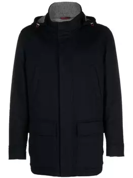 Brunello Cucinelli пуховик со съемным капюшоном, синий