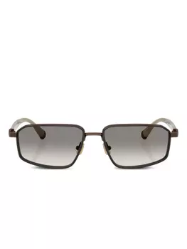 Brunello Cucinelli rectangle-frame солнцезащитные очки, коричневый